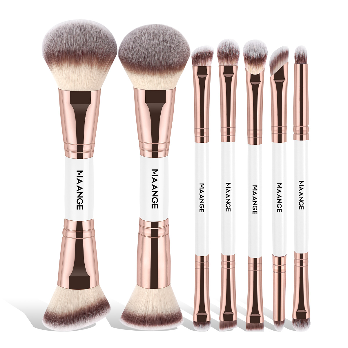 MAANGE Wholesale 7pcs Double-ended Makeup Brush Set Loose Powder Eyes Foundation Facial  Brush   Professional  Makeup Tools - 图片 1