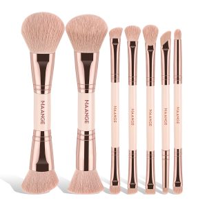 MAANGE Professional 7pcs Double-ended Makeup Brush Set Loose Powder Eyes Foundation Professional Makeup Brush Set