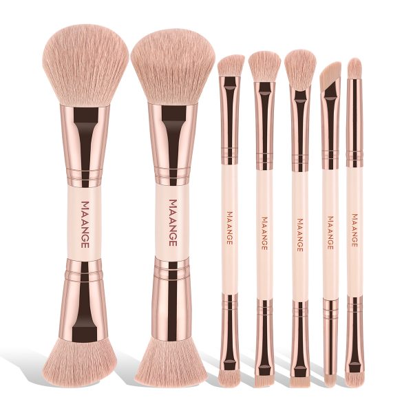 MAANGE Professional 7pcs Double-ended Makeup Brush Set Loose Powder Eyes Foundation Professional Makeup Brush Set