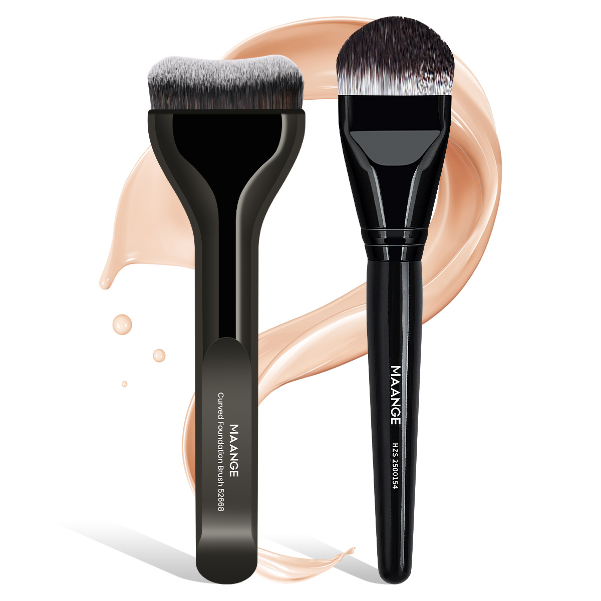 MAANGE Wholesale Custom OEM&ODM 2PCs Flat Foundation Brush Set  Streak-Free Liquid/BB Cream Makeup Tools Brush - 图片 1