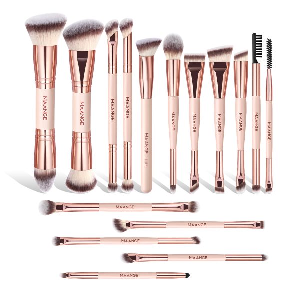 MAANGE Wholesale Custom OEM&ODM 16pcs Double-ended Brush EyeShadow Loose Powder Foundation Professional Makeup Brush Set