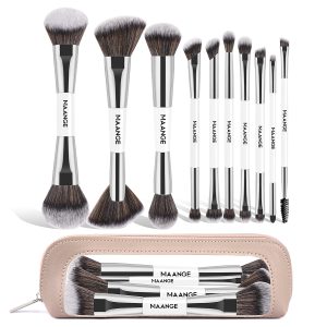MAANGE Custom logo 10PCS Double-ended Professional Makeup Brushes Set Foundation Eyeshadow Powder  Facial Makeup Brushes Set
