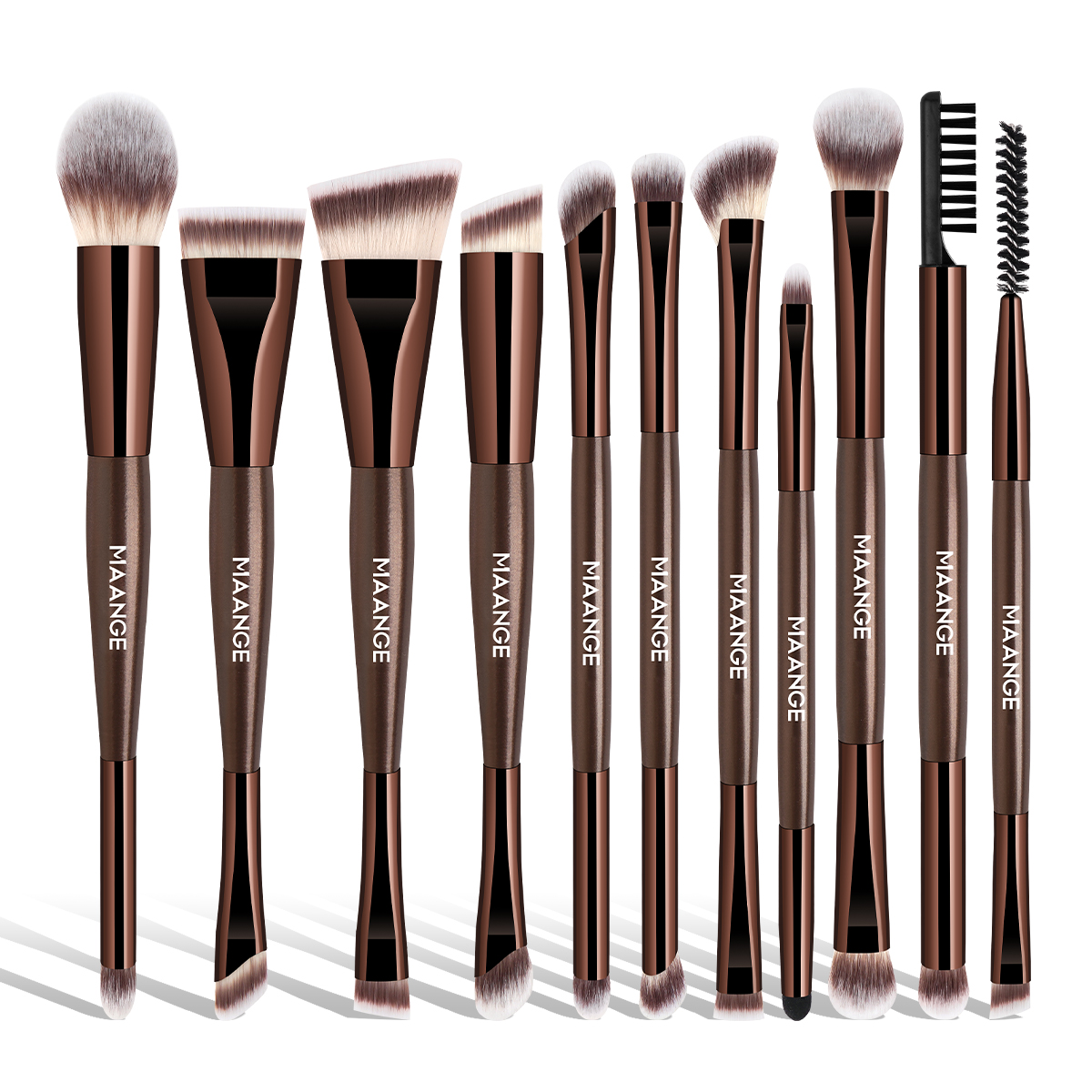MAANGE Wholesale Custom Logo 11pcs Double-ended Makeup Brush Set Makeup Brush Tool Professinal Facial Makeup Brush Set - 图片 1