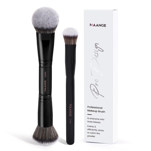 MAANGE Wholesale 2PCS Makeup Brush Foundation Loose Powder Contouring Private Label ODM&OEM Liquid/BB Cream Makeup Brush Kit