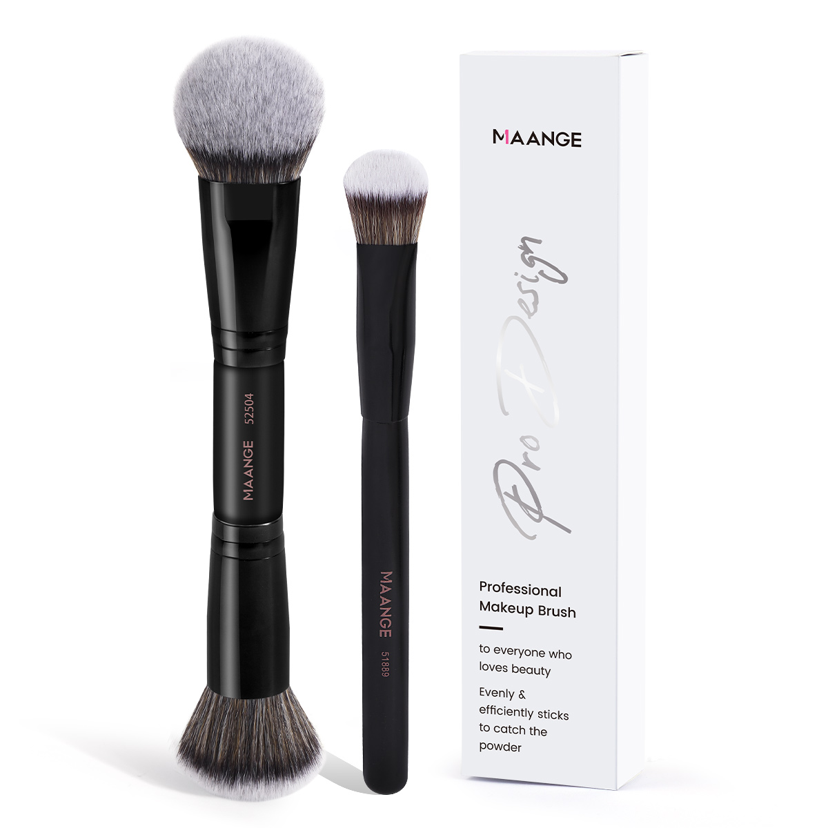 MAANGE Wholesale 2PCS Makeup Brush Foundation Loose Powder Contouring Private Label ODM&OEM Liquid/BB Cream Makeup Brush Kit - 图片 1
