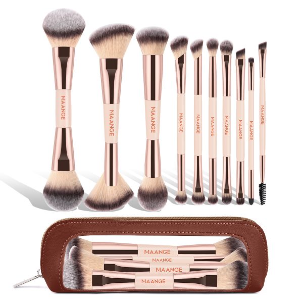 MAANGE Wholesale 10PCS Double-ended Professional Makeup Brushes Set Foundation Eyeshadow Blush Facial Makeup Brushes Kit