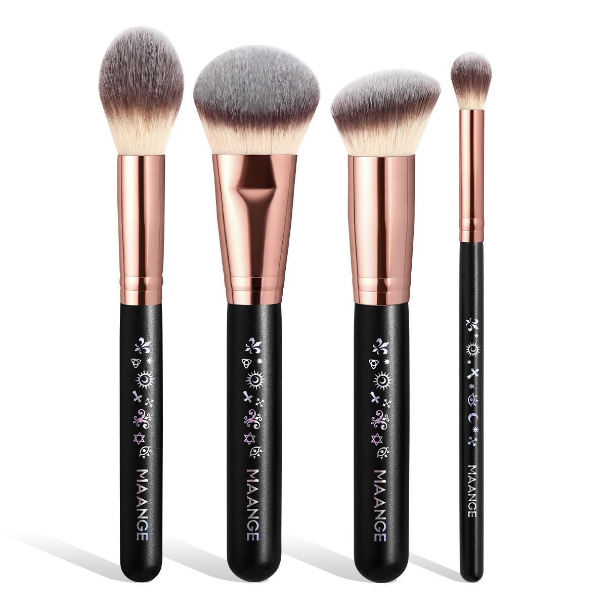 Maange Professional 4pcs Makeup Brush Set Custom OEM&ODM Logo Natural Wholesale Makeup Tools Makeup Brushes Kit - 图片 1