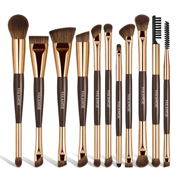 MAANGE Wholesale Custom Logo 11pcs Double-ended Makeup Brush Set Makeup Brush Tool Professinal Facial Makeup Brush Set