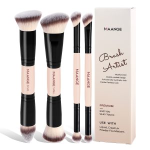 Maange Custom Professional 4pcs Makeup Brush Set Natural Eyeshadow Foundation Loose Powder Wholesale Makeup Brushes Set