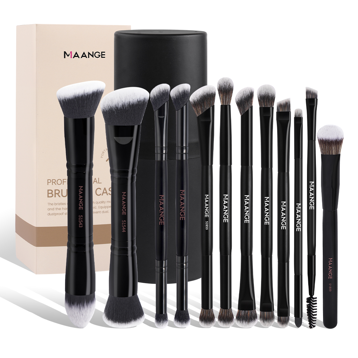 MAANGE Wholesale 12pcs Double-ended Makeup Brushes Set Foundation Powder Blending 12PCS Professional Makeup Brushes Set - 图片 1