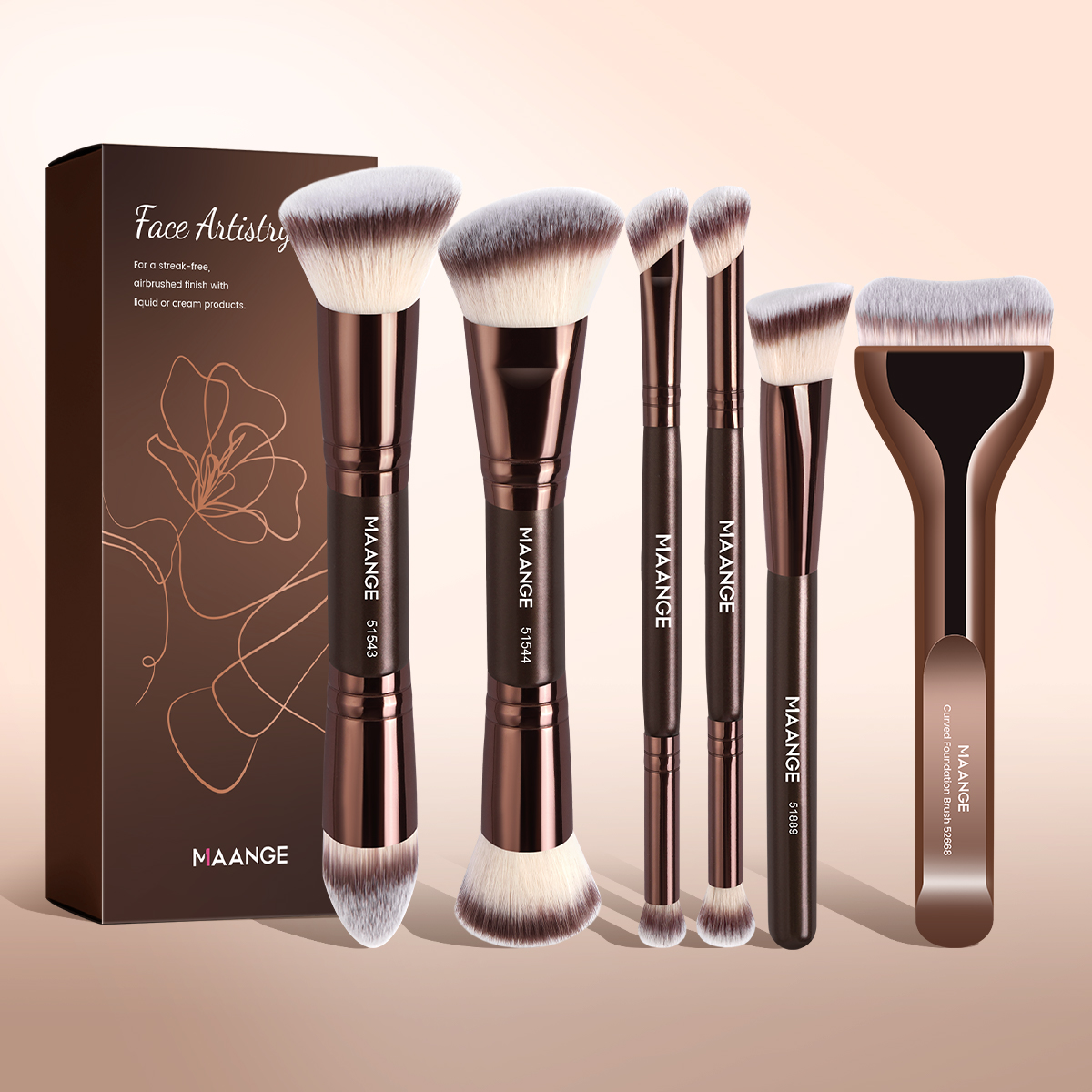 MAANGE Wholesale 6PCS Makeup Brush Foundation Brushes Concealer Blush Brushes Eyeshadow Brush Custom Facial Makeup Brush Set - 图片 1