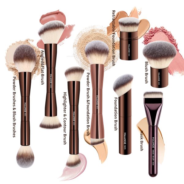 MAANGE Custom OEM&ODM 8PCS Facial Brush Loose Powder Foundation Concealer Blush Professional Makeup Brush Kit