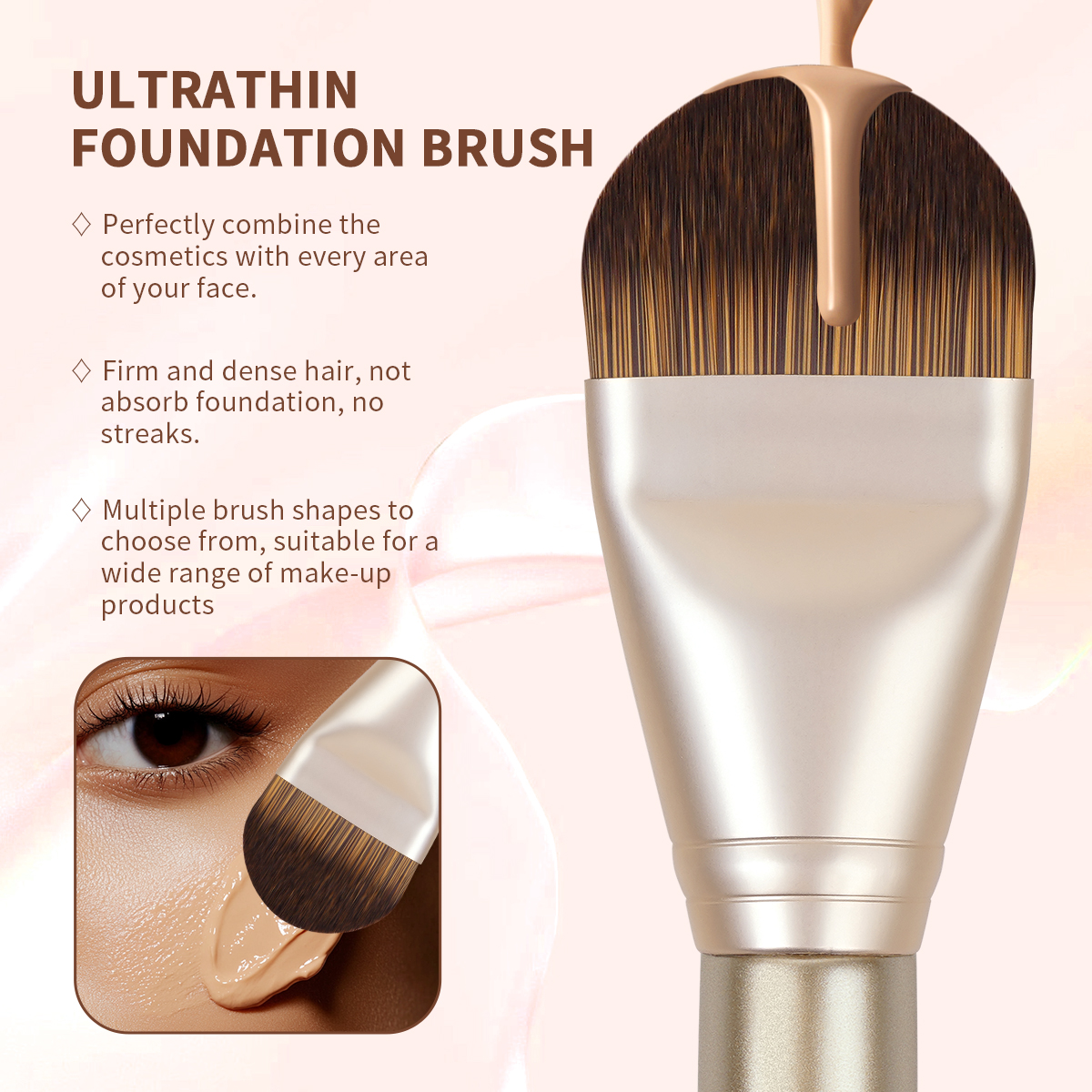 MAANGE Custom Logo OEM&ODM Private Label Flat Foundation Brush for Liquid Wholesale  Soft Full Coverage Makeup Brushes - 图片 3