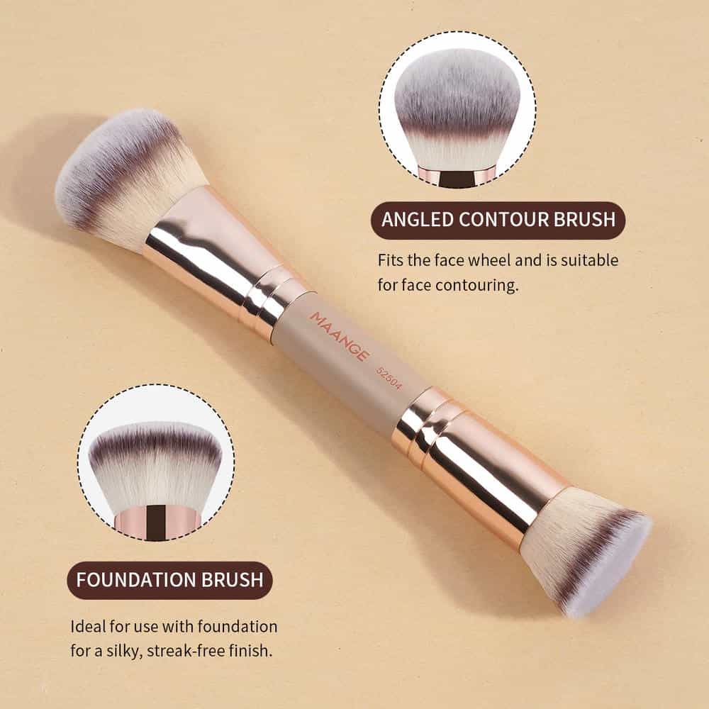 MAANGE Professional 7pcs Double-ended Makeup Brush Set Wood Handle Loose Powder Eyes Foundation Facial  Brush  Makeup Tools - 图片 7