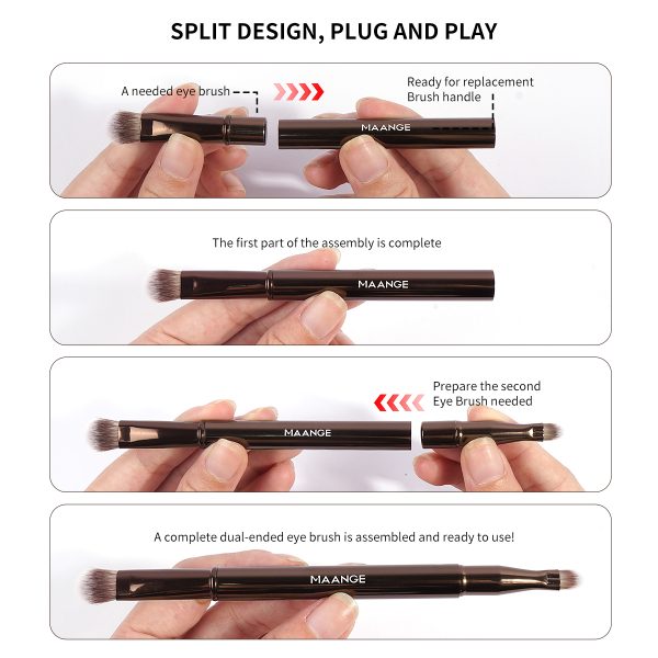 MAANGE New Arrival 6-in-1 Custom OEM&ODM 6-in-1 Single Makeup Brush 3PCS Powder Puff Professional  Eyeshadow Makeup Brush Set
