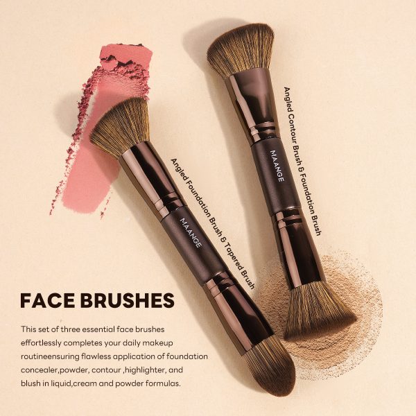 MAANGE Wholesale New Arrival 16pcs Double-ended Brush Eye Shadow Loose Powder Foundation Liquid Professional Makeup Brush Set