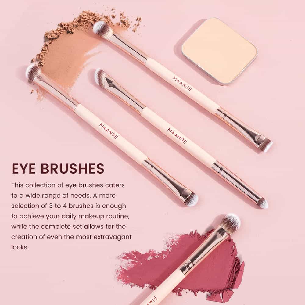MAANGE Professional 7pcs Double-ended Makeup Brush Set Wood Handle Loose Powder Eyes Foundation Facial  Brush  Makeup Tools - 图片 5