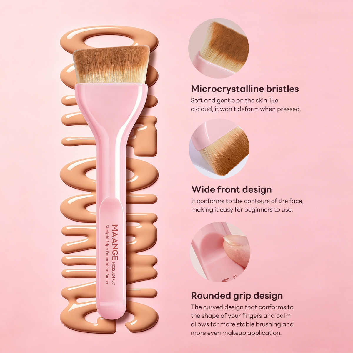 MAANGE Hot Sale Private Label Makeup Brush Wholesale Cruelty Free Handmade Professional Foundation Single Makeup Brushes - 图片 2