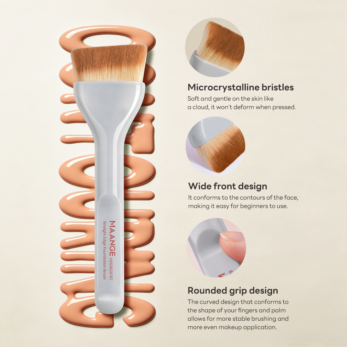 MAANGE Hot Sale Private Label Makeup Brush Wholesale Cruelty Free Handmade Professional Foundation Single Makeup Brush - 图片 2