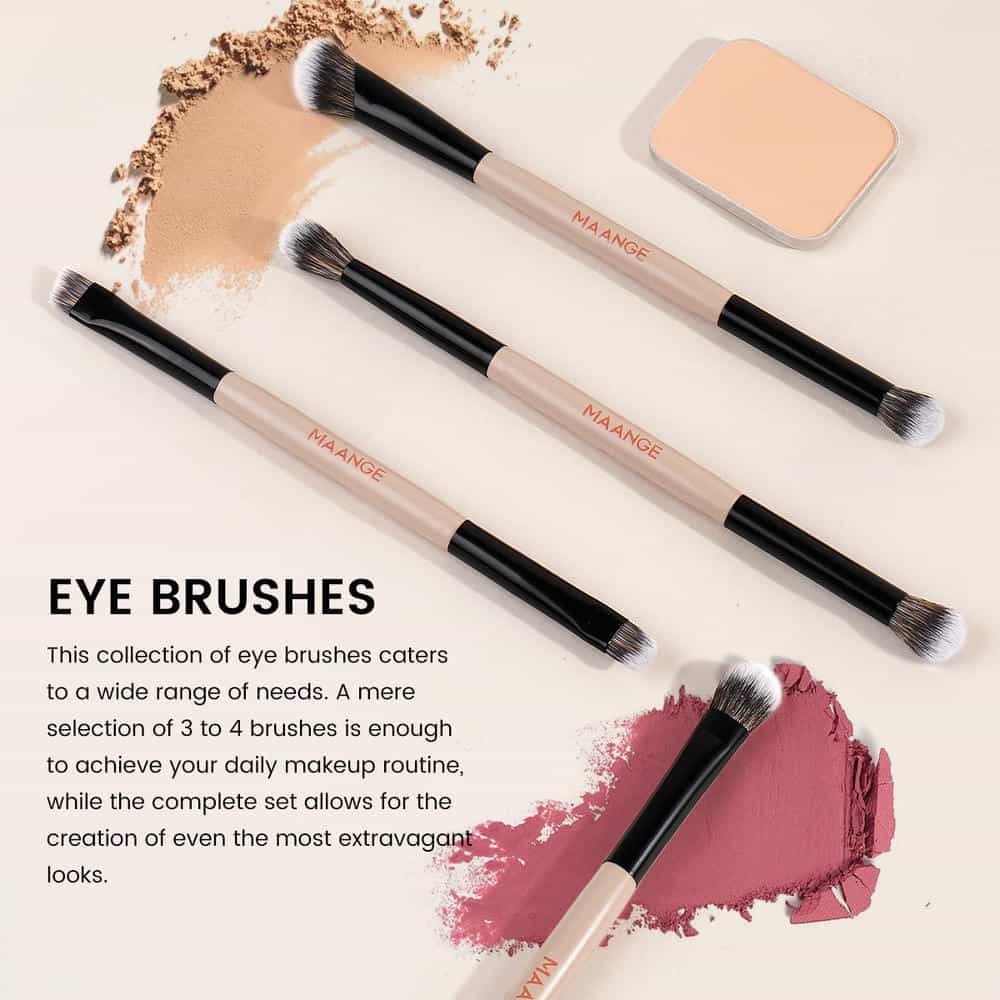 Maange Professional 4pcs Eye Makeup Brush Set Custom OEM&ODM Logo Natural Wholesale Makeup Brushes Set Makeup Tools - 图片 6