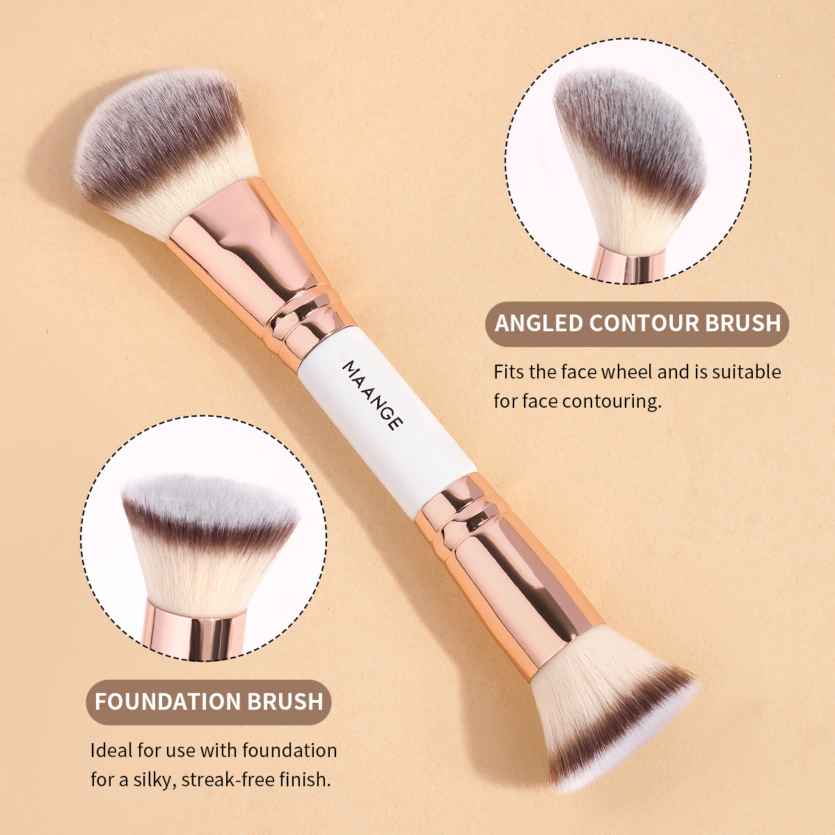 MAANGE Wholesale 7pcs Double-ended Makeup Brush Set Loose Powder Eyes Foundation Facial  Brush   Professional  Makeup Tools - 图片 6
