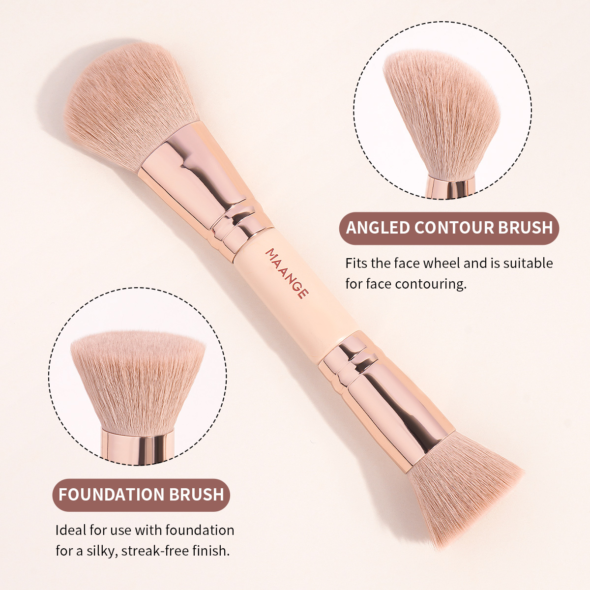 MAANGE Professional 7pcs Double-ended Makeup Brush Set Loose Powder Eyes Foundation Professional Makeup Brush Set - 图片 6