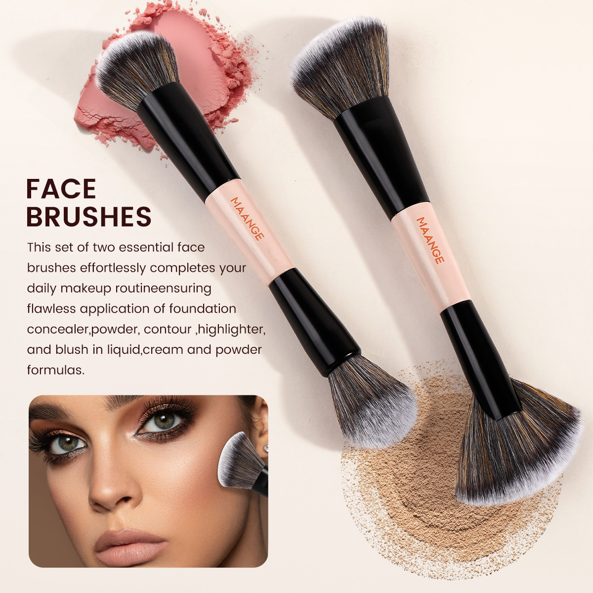 MAANGE Custom logo 10PCS Double-ended Professional Makeup Brushes Set Foundation Eyeshadow Powder  Wholesale Makeup Brushes Set - 图片 5