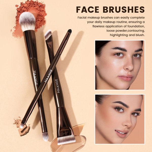 Maange Custom OEM&ODM Makeup Tool Kits 9pcs Double-ended Makeup Brush Foundation Concealer Blush Contouring Makeup Brush Set