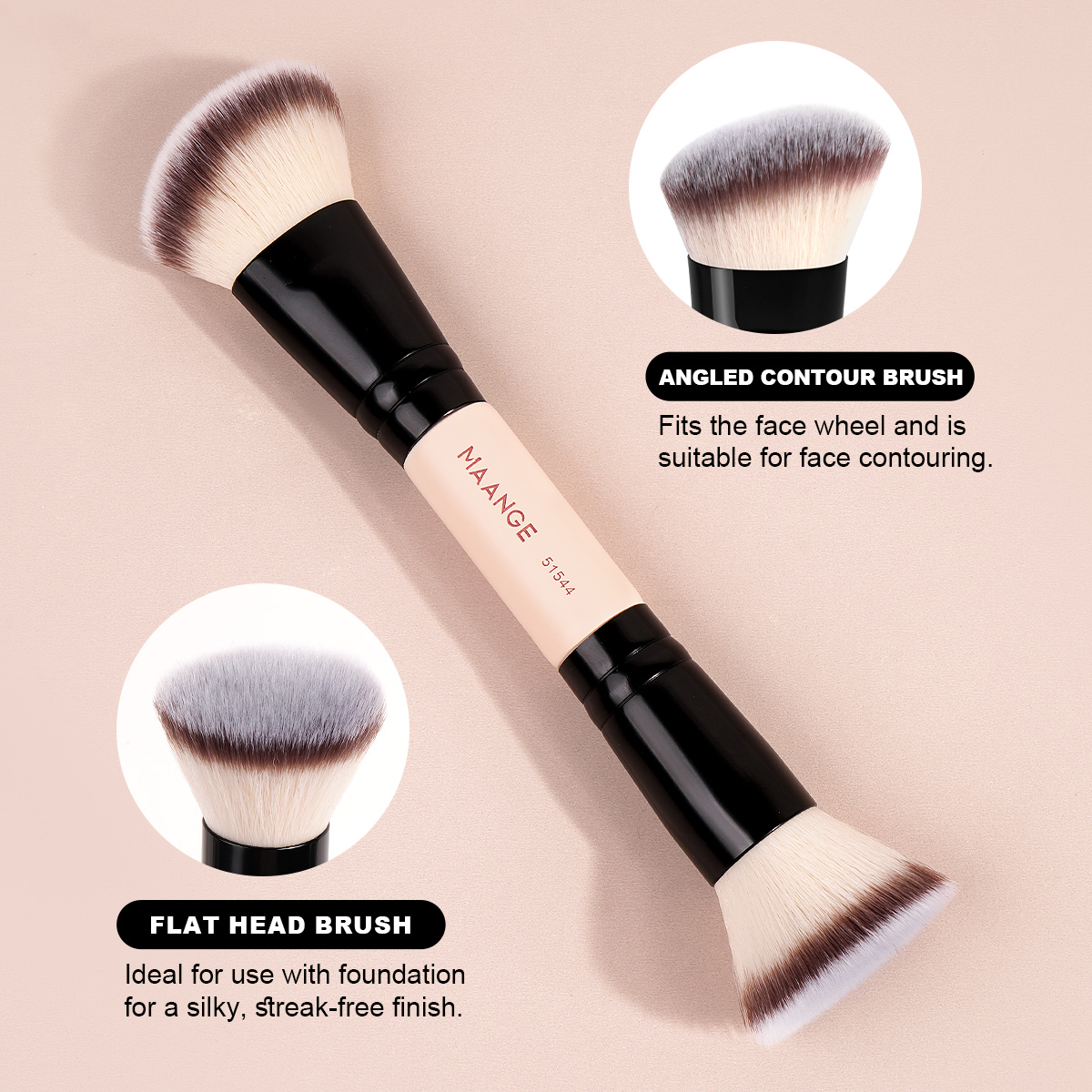 Maange Custom Professional 4pcs Makeup Brush Set  Natural Eyeshadow Foundation Loose Powder Wholesale Makeup Brushes Set - 图片 4
