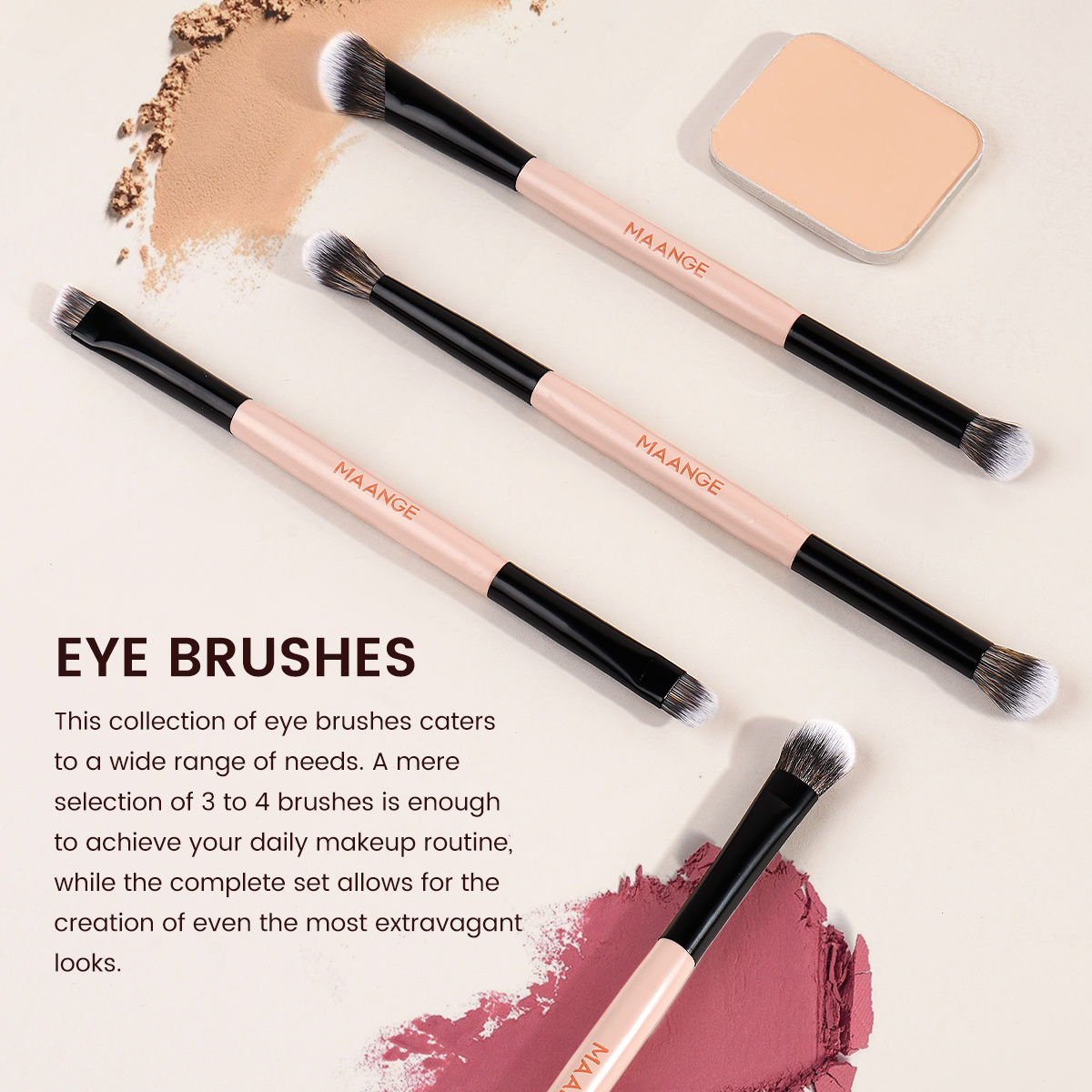12PCS Double-ended Makeup Brushes Set 1 Powder Puff Professional  Foundation Powder Blending Eye Makeup Brushes Set - 图片 4