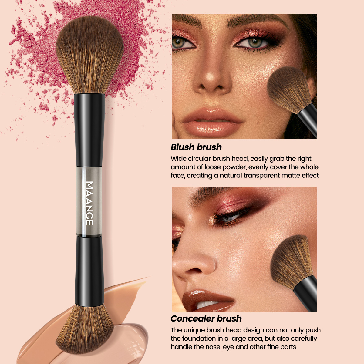 MAANGE Wholesale Professional 12pcs Makeup Brush Set  Eyeshadow Foundation Blush Powder Brushes Professional  Makeup Brushes Set - 图片 7