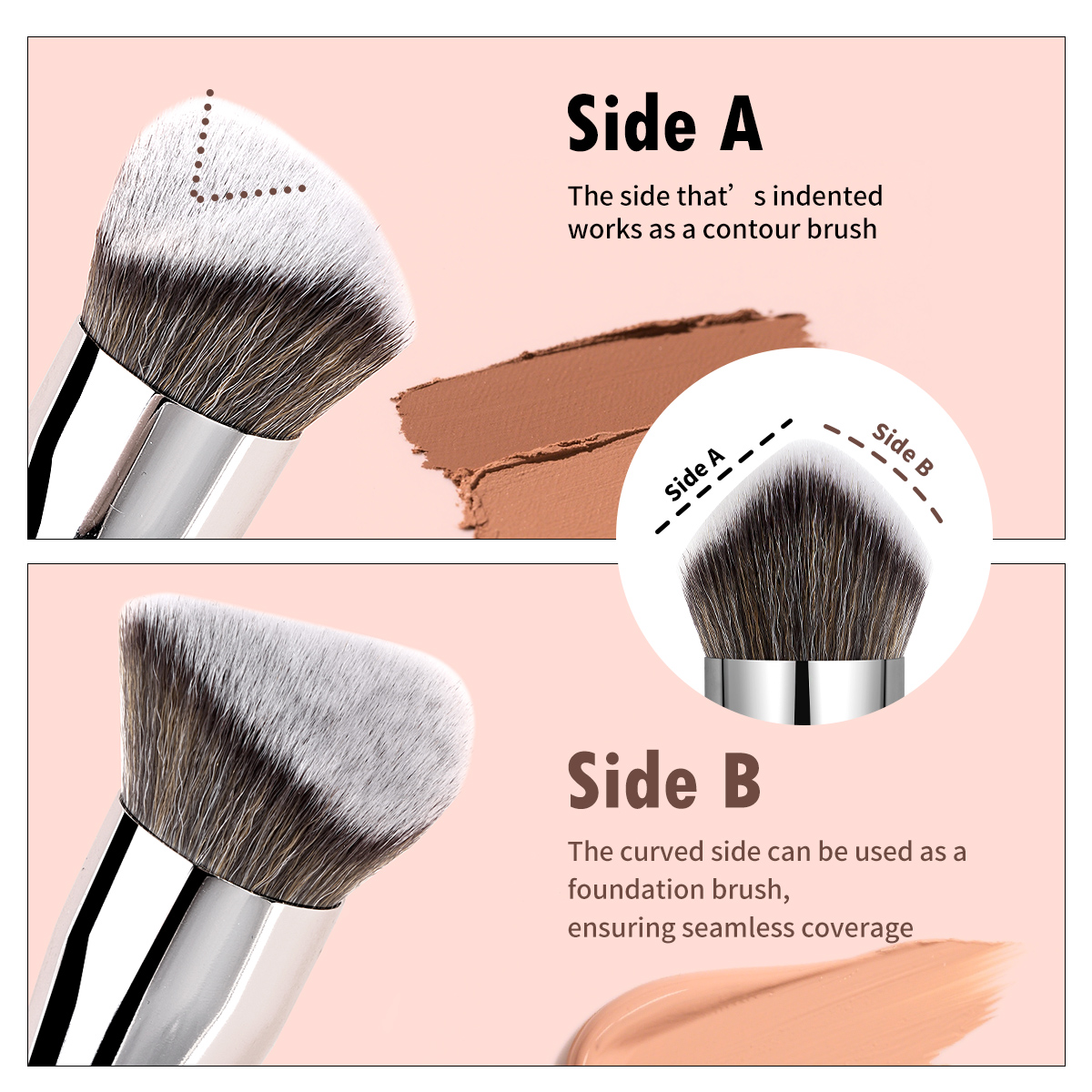 MAANGE Single Makeup Brush High Quality logo Triangular Surface Design Foundation Contouring Custom Makeup Brushes - 图片 3