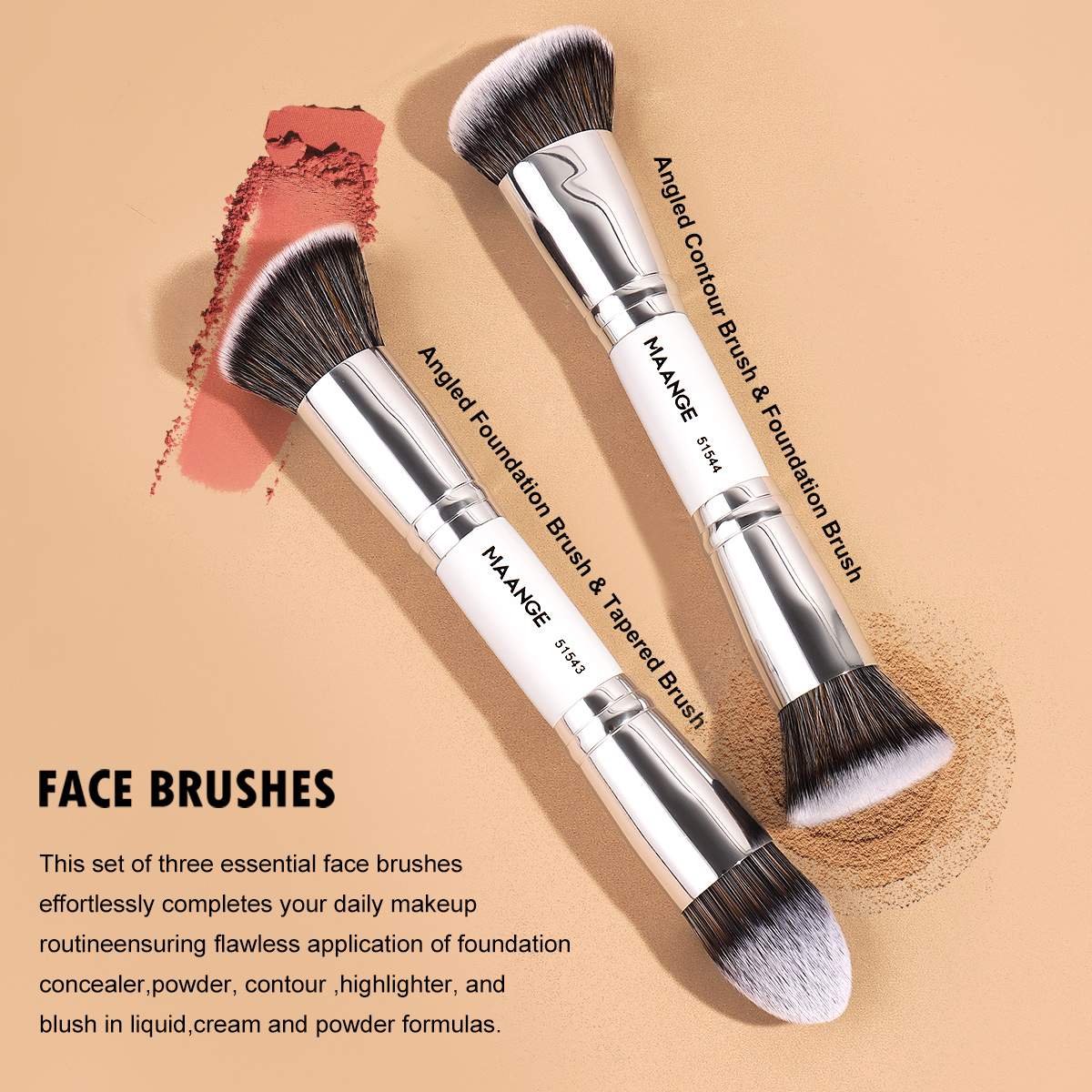 MAANGE Wholesale 6PCS Makeup Brush Foundation Brushes Concealer Brushes Eyeshadow Brush Customizable Facial Makeup Brush Set - 图片 6