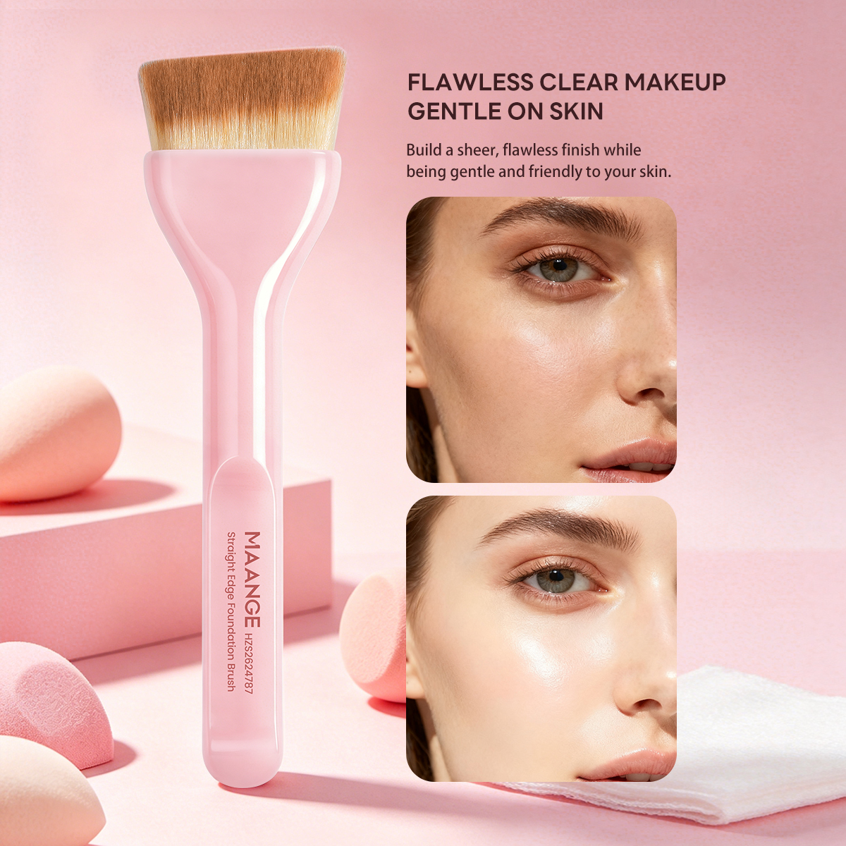 MAANGE Hot Sale Private Label Makeup Brush Wholesale Cruelty Free Handmade Professional Foundation Single Makeup Brushes - 图片 4