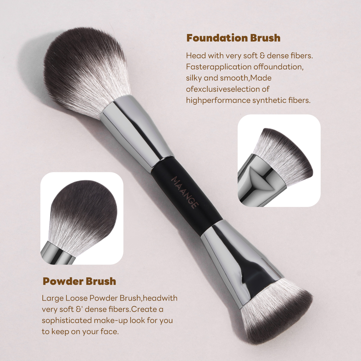 MAANGE Custom OEM&ODM 17pcs Cosmetic Brush Set Foundation Loose Powder Contour Concealer Eyeshadow Professional Makeup Brush Set - 图片 6