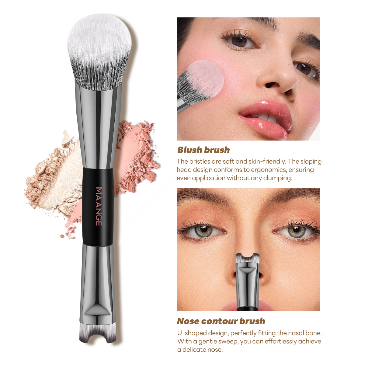 MAANGE Custom OEM&ODM 17pcs Cosmetic Brush Set Foundation Loose Powder Contour Concealer Eyeshadow Professional Makeup Brush Set - 图片 5