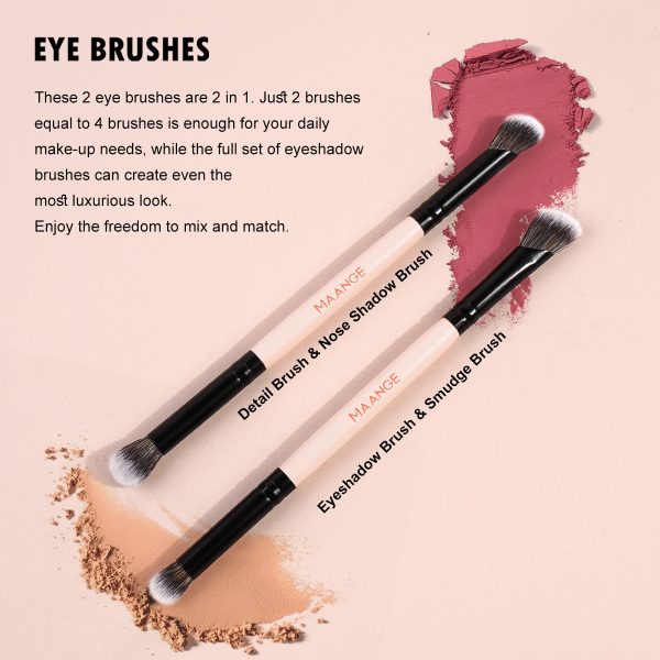 12PCS Double-ended Makeup Brushes Set 1 Powder Puff Professional Foundation Powder Blending Eye Makeup Brushes Set