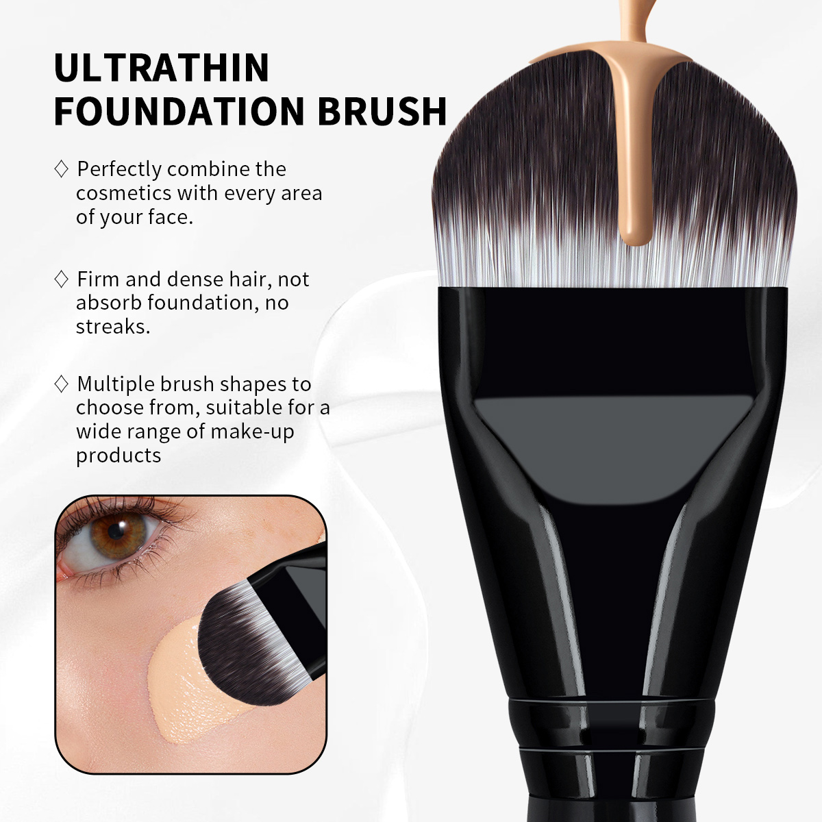 MAANGE Wholesale Custom OEM&ODM 2PCs Flat Foundation Brush Set  Streak-Free Liquid/BB Cream Makeup Tools Brush - 图片 5