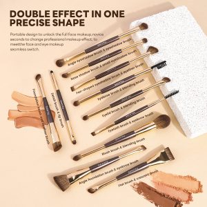 MAANGE Wholesale Custom Logo 11pcs Double-ended Makeup Brush Set Makeup Brush Tool Professinal Facial Makeup Brush Set - 图片 6