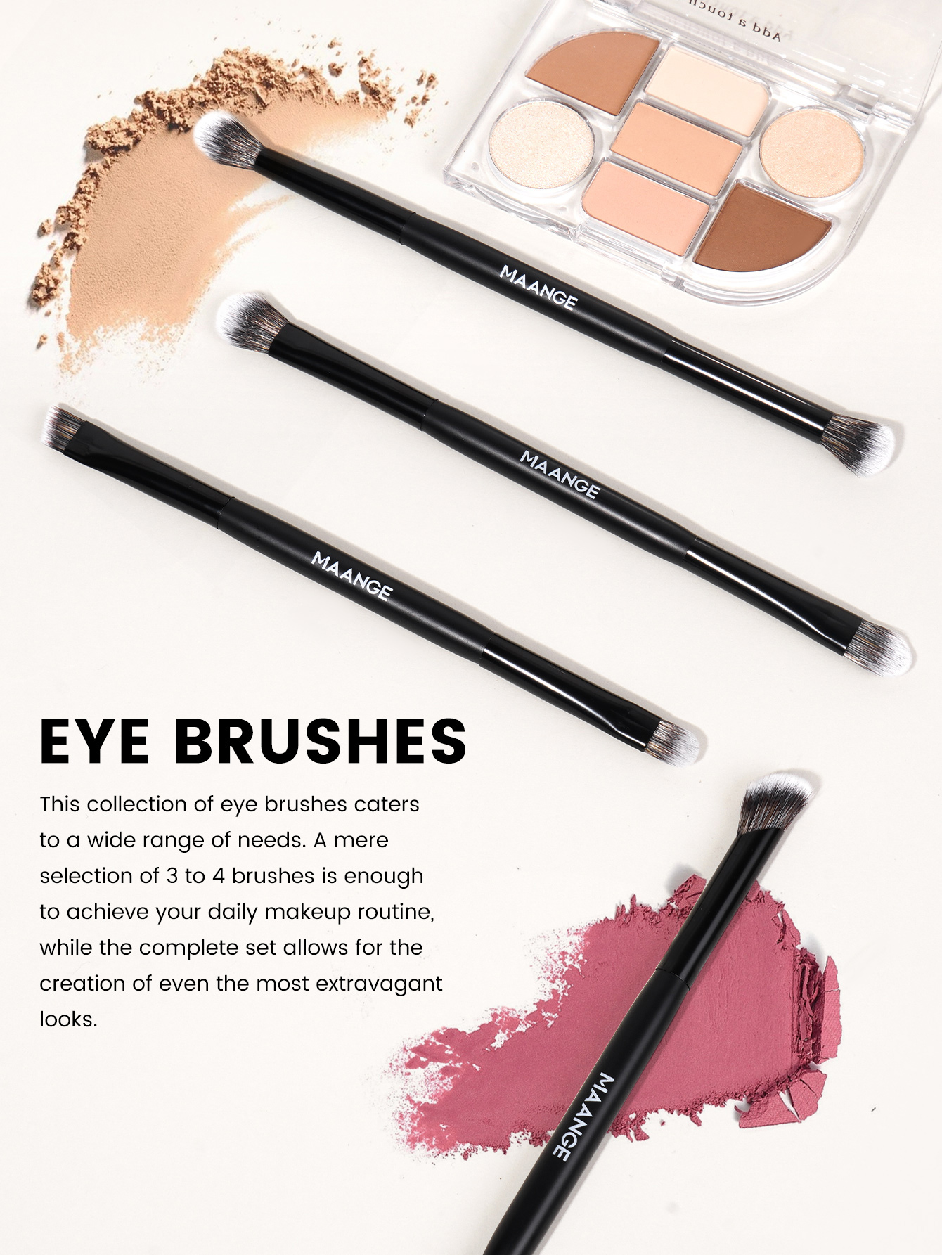 MAANGE Wholesale 12pcs Double-ended Makeup Brushes Set Foundation Powder Blending 12PCS Professional Makeup Brushes Set - 图片 5