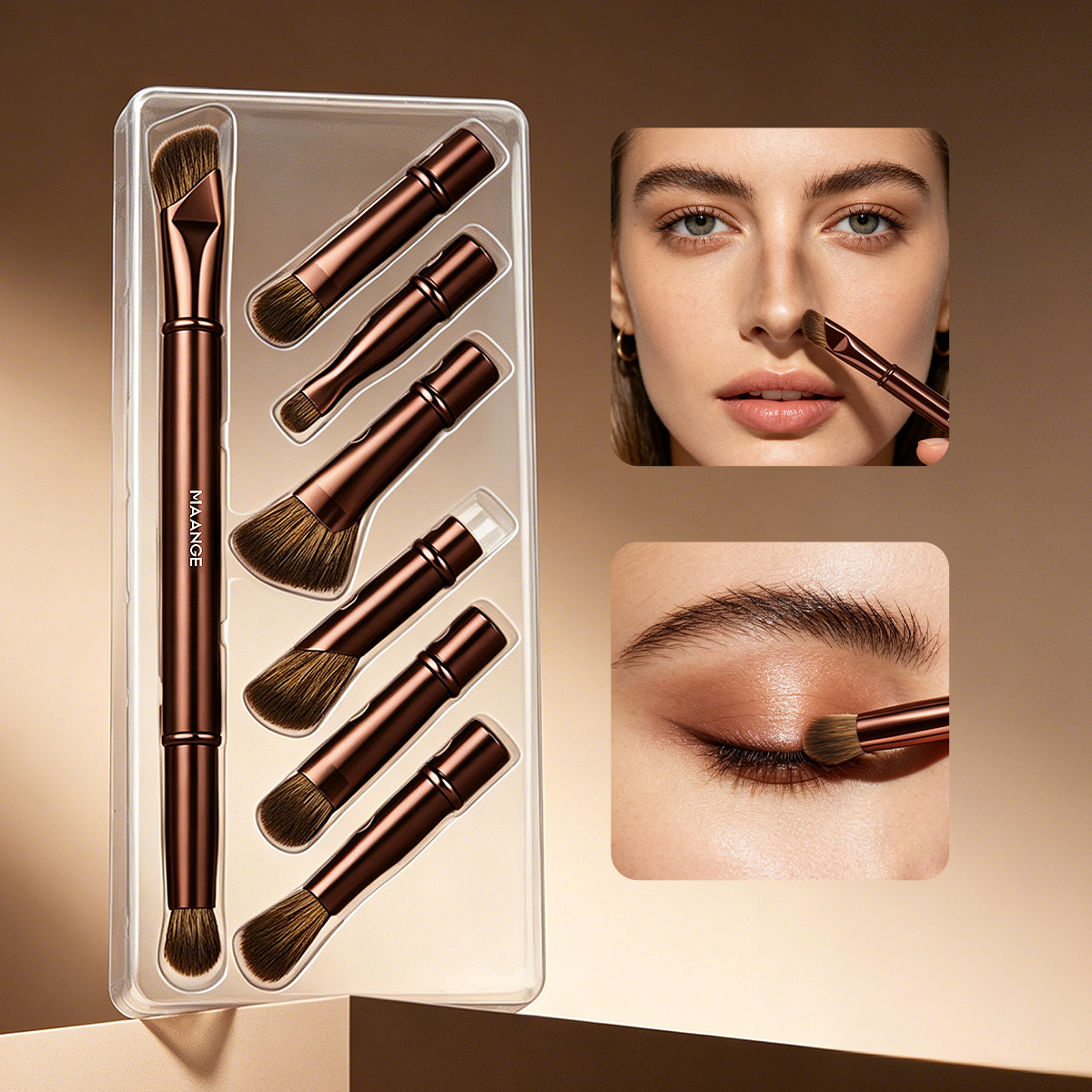 MAANGE Hot Sale Private Label 6-in-1 Makeup Brush Wholesale Cruelty Free Handmade Professional Foundation Single Makeup Brush - 图片 6