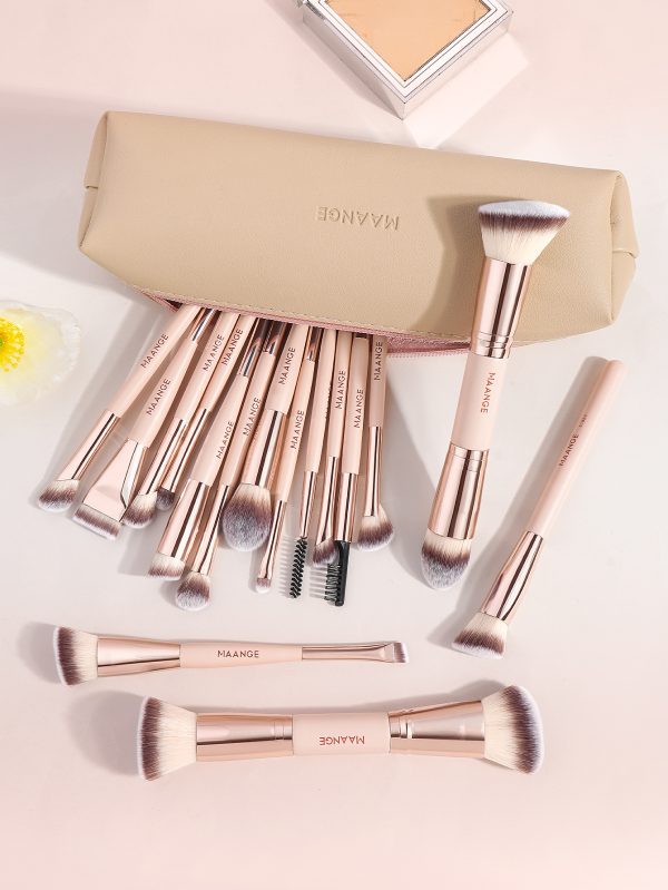 MAANGE Wholesale Custom OEM&ODM 16pcs Double-ended Brush EyeShadow Loose Powder Foundation Professional Makeup Brush Set