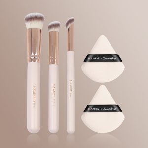 MAANGE 3pcs Professional Makeup Brush Foundation Powder Blush Face Beauty Tools 2PCS Powder Puff Makeup Brush Set