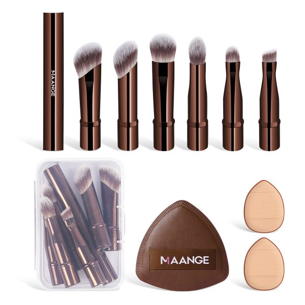MAANGE New Arrival 6-in-1 Custom OEM&ODM 6-in-1 Single Makeup Brush 3PCS Powder Puff Professional  Eyeshadow Makeup Brush Set