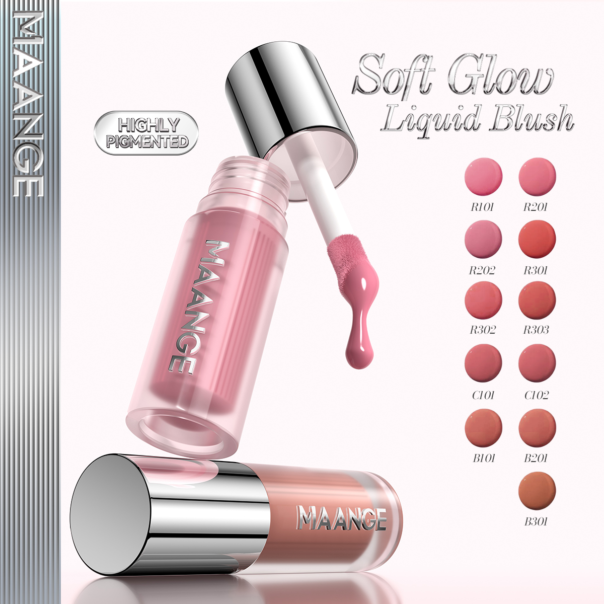 MAANGE Liquid Blush Lightweight Matte Finish Soft-focus Effect Silky Smooth Blending Highly Pigmented Facial Liquid Blush - 图片 1