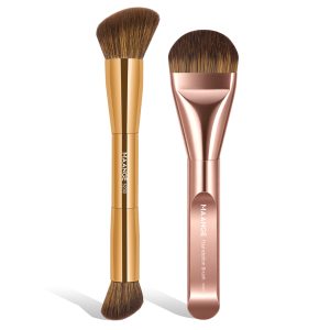 MAANGE Wholesale 2PCS Foundation Loose Powder Makeup Brush Set Private Label ODM&OEM BB Cream Brochas De Maquillaje Makeup Tools