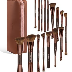 MAANGE Wholesale New Arrival 16pcs Double-ended Brush Eye Shadow Loose Powder Foundation Liquid Professional Makeup Brush Set