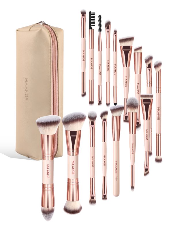 MAANGE Wholesale Custom OEM&ODM 16pcs Double-ended Brush EyeShadow Loose Powder Foundation Professional Makeup Brush Set