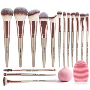MAANGE 15PCS Cosmetics Brushes Brush Cleaner Powder Puff  Customizable Makeup Tools Professional Makeup Brush Set