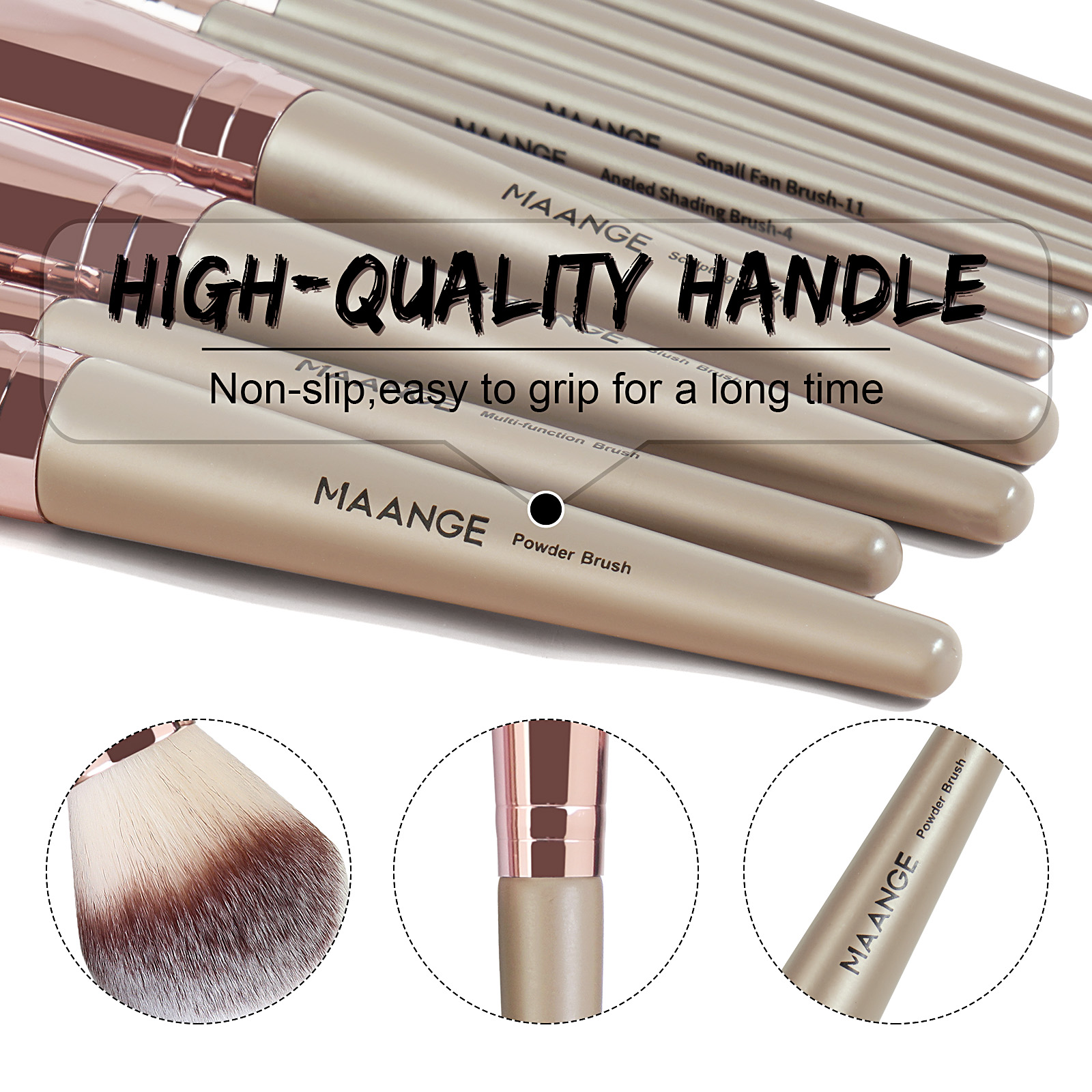 MAANGE 15PCS Cosmetics Brushes Brush Cleaner Powder Puff  Customizable Makeup Tools Professional Makeup Brush Set - 图片 6
